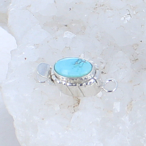 Dry Creek Turquoise Clasp Sterling Silver Southwest Style 12x7mm -NewWorldGems