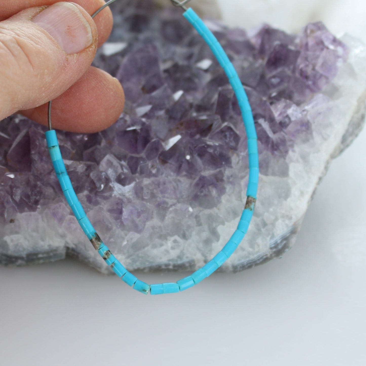 Genuine SLEEPING BEAUTY Turquoise Heshi Beads 2.8x4mm 5.75"