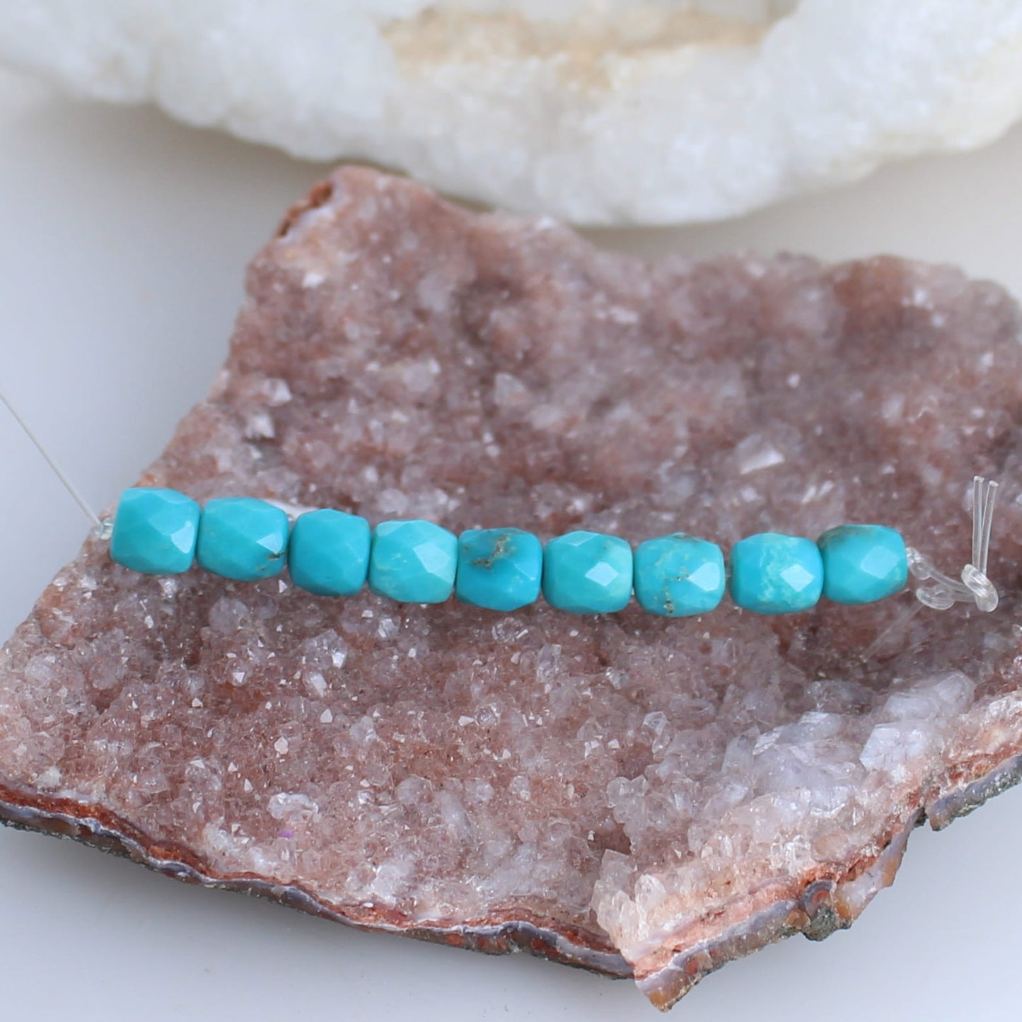 Faceted Hubei Turquoise Beads Blue Set of 9 beads