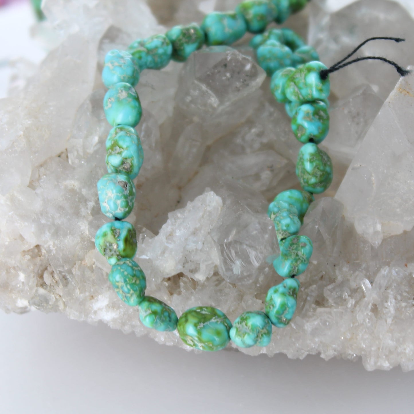Goirgeous Sonoran Gold Turquoise Beads Blue and Lime 8"