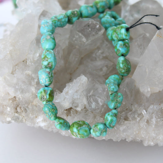 Gorgeous Sonoran Gold Turquoise Beads Blue and Lime 8"