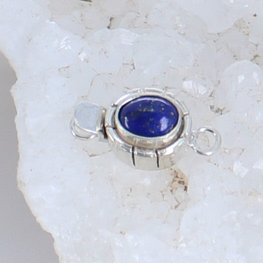 Lapis Turquoise Clasp Sterling Southwestern Style 6x8mm -NewWorldGems