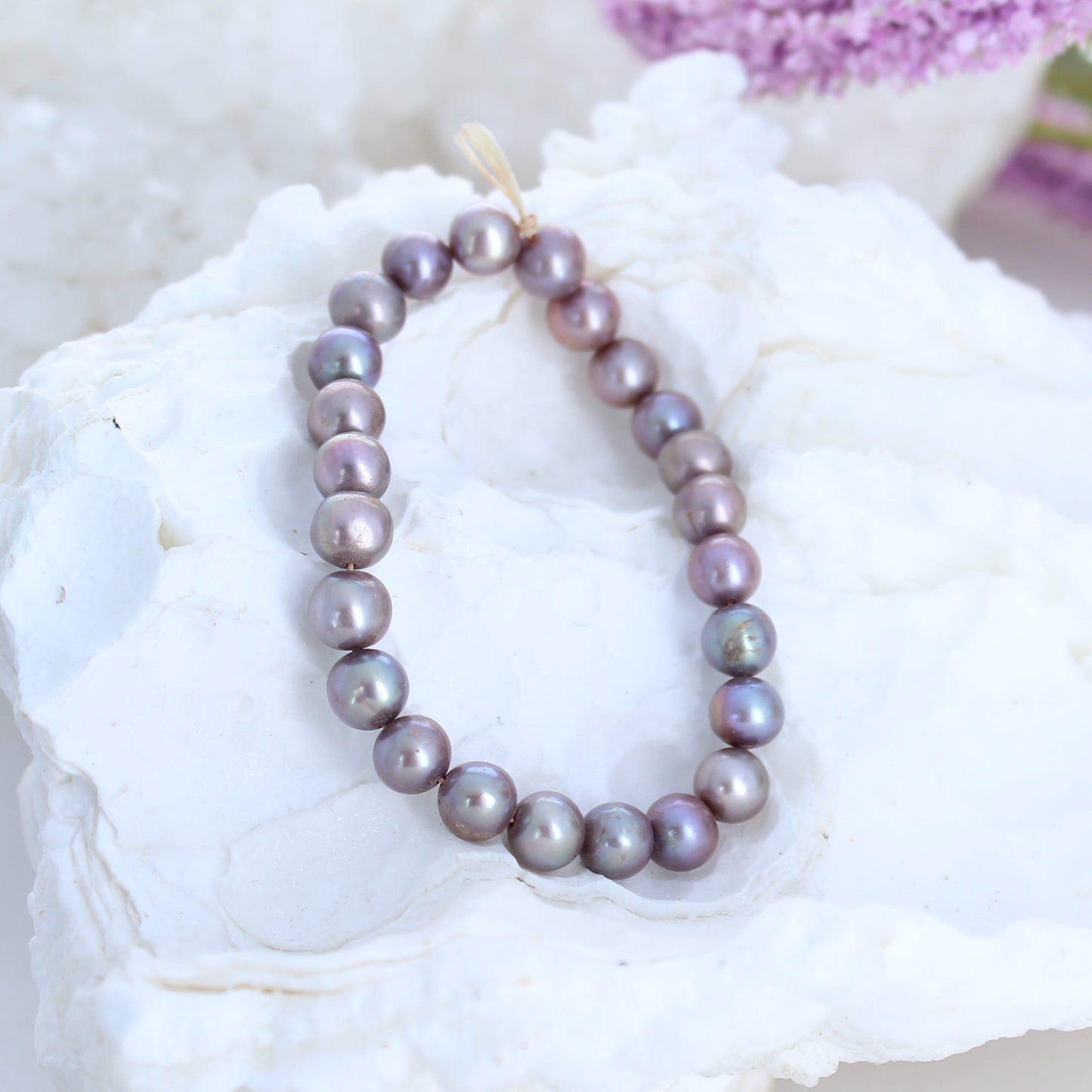 Beautiful Dusty Rose 5mm Semi Round Pearls 5" -NewWorldGems