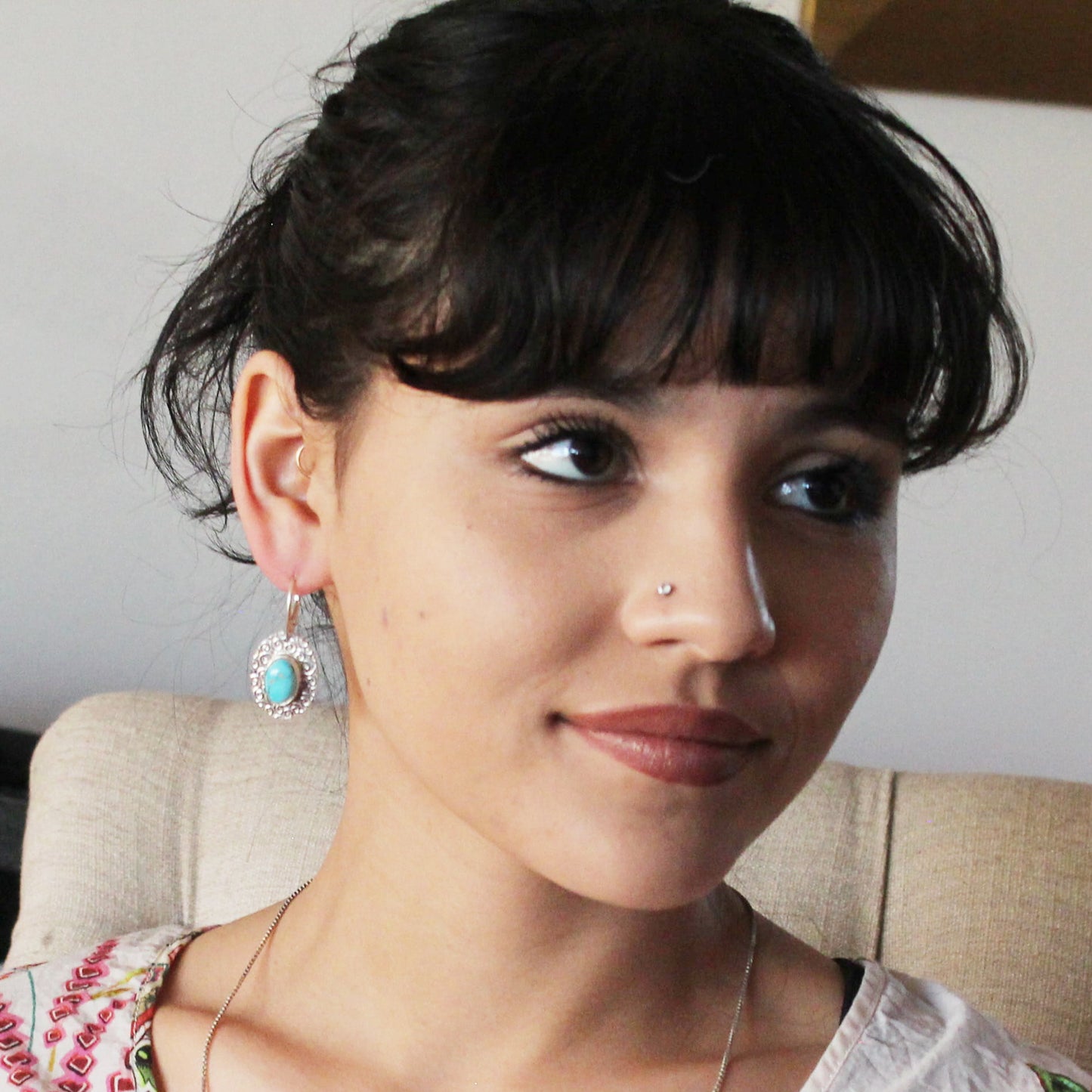 Sonoran Rose Turquoise {Mexican} Southwest Earrings Sterling