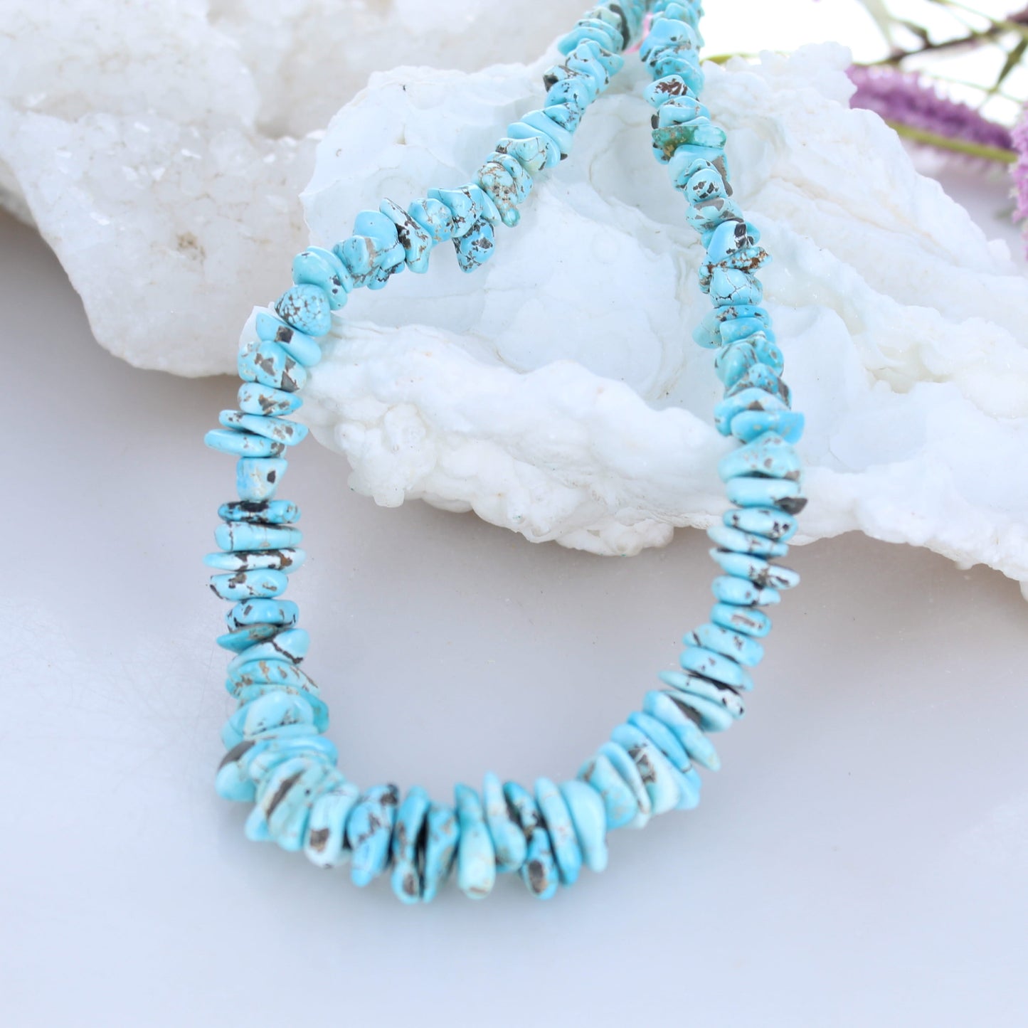 LONE MOUNTAIN Turquoise Beads 7-16mm Flat Nugget Shape 16" -NewWorldGems
