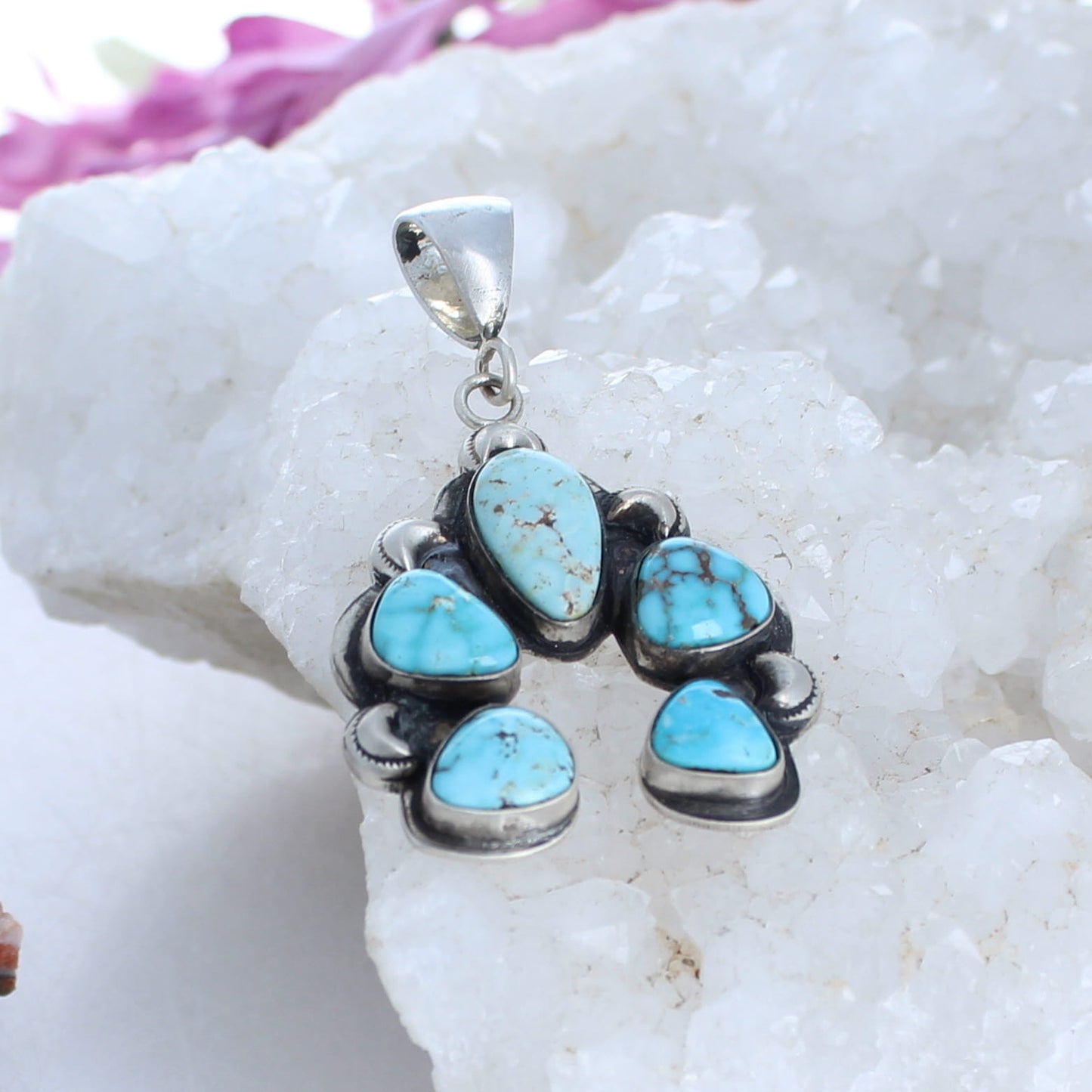 Rare Dry Creek Turquoise Pendant Sterling Silver Southwest Elegance -NewWorldGems