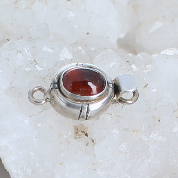 Hessonite Garnet Clasp Southwest Design Sterling -NewWorldGems