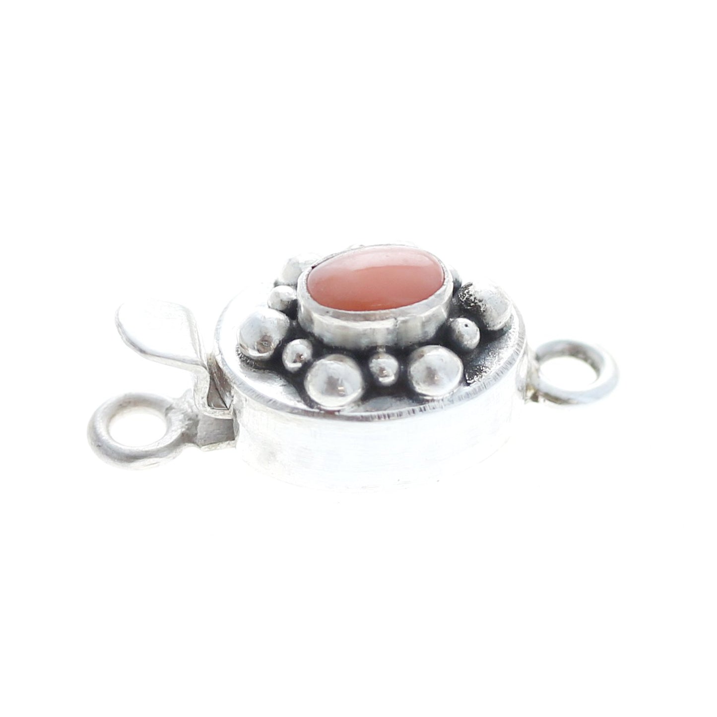 Salmon Coral Clasp Sterling Ball Design 4X6mm -NewWorldGems