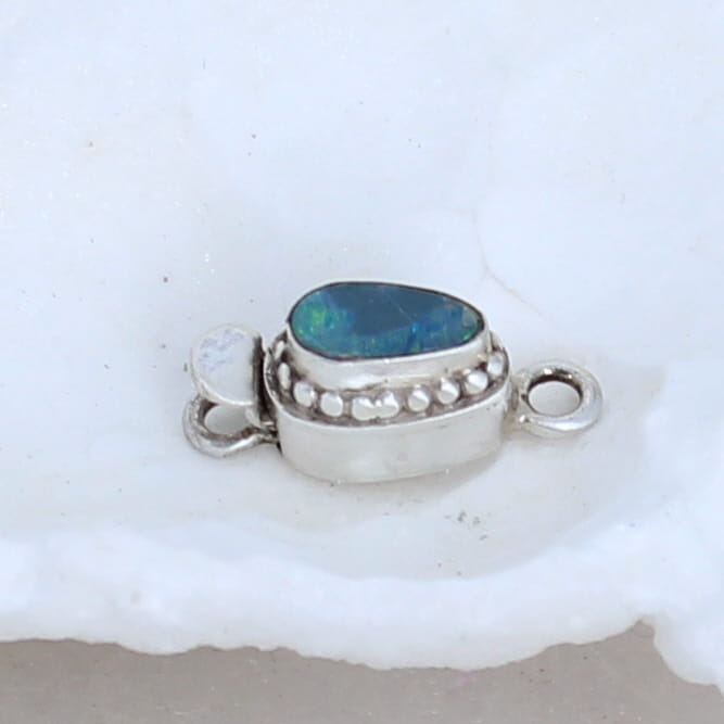 Australian Opal Clasp Sterling Ethereal Blue Doublet -NewWorldGems