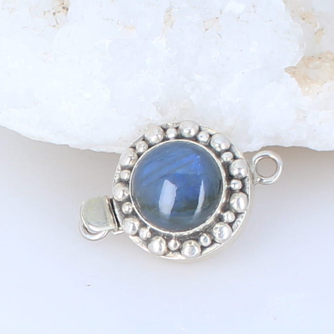 AAA Beautiful Labradorite Round Clasp 12mm Sterling Silver -NewWorldGems
