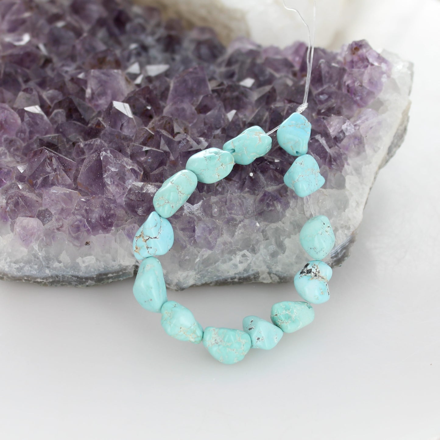 Rare LONE MOUNTAIN TURQUOISE Beads 10-12mm 6" Strand