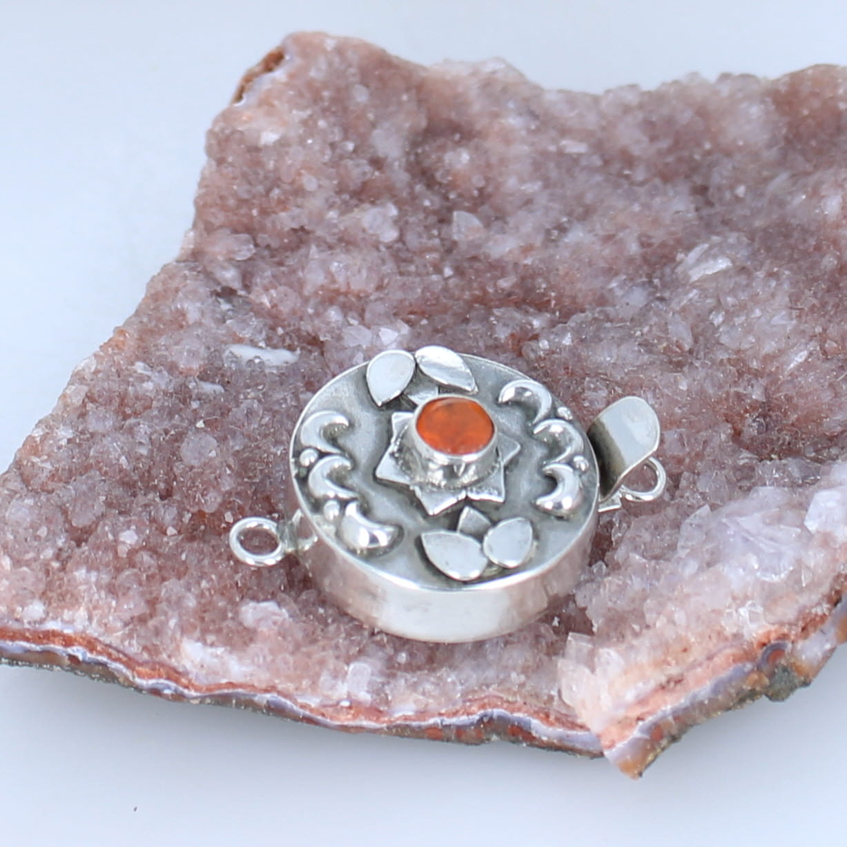 MEXICAN OPAL CLASP Faceted Orange Moon Design 5mm -NewWorldGems