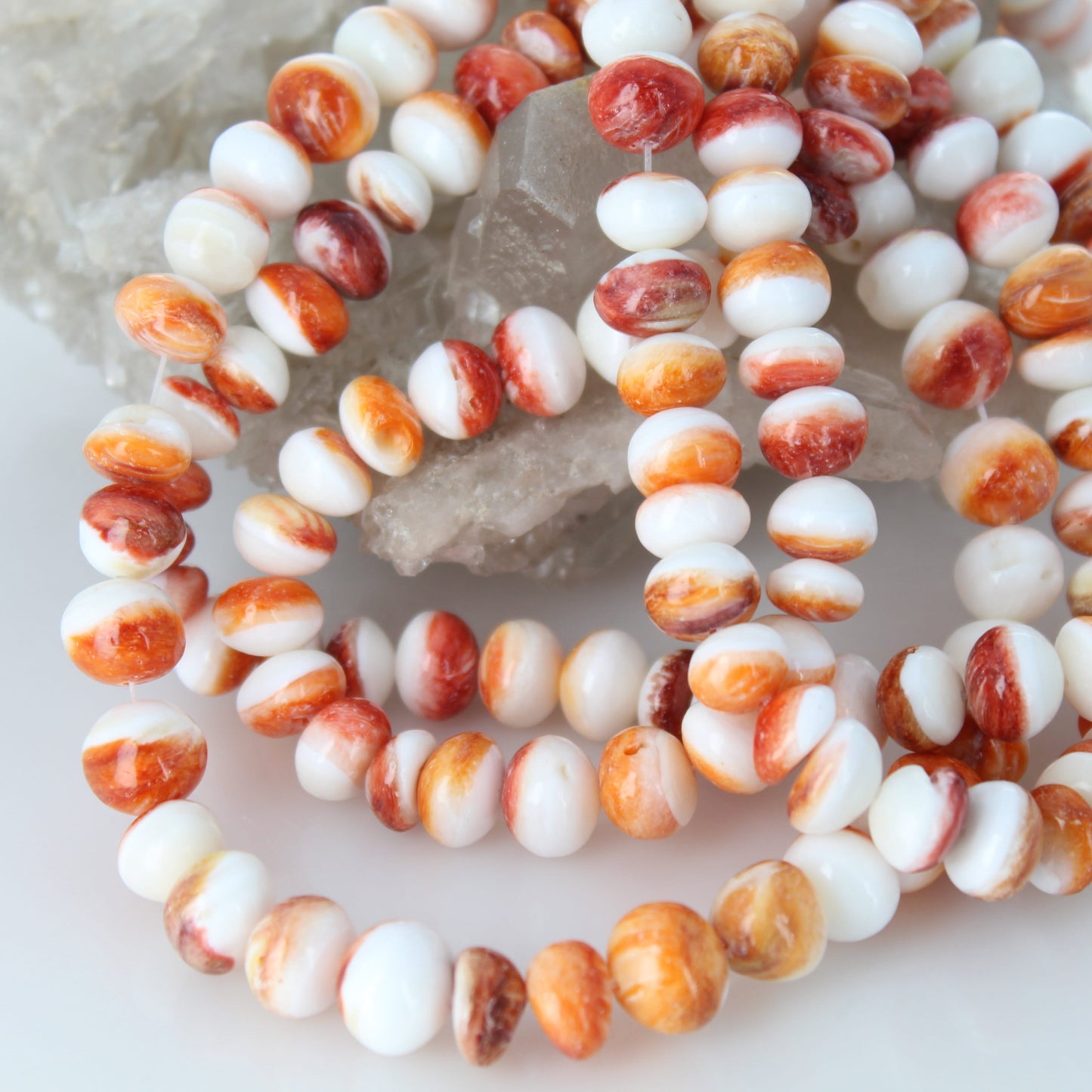 Mixed Shape Orange Spiny Oyster Beads Round 10-12mm 16"