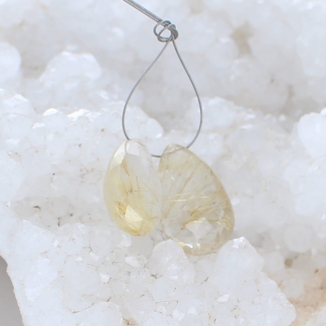 Faceted Rutilated Quartz 25x15mm Teardrop Pendants -NewWorldGems
