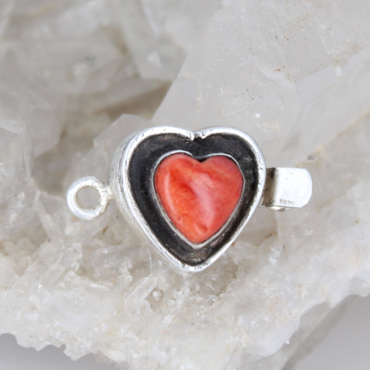 Spiny Oyster Clasp Sterling Heart Shaped Red Southwest Style
