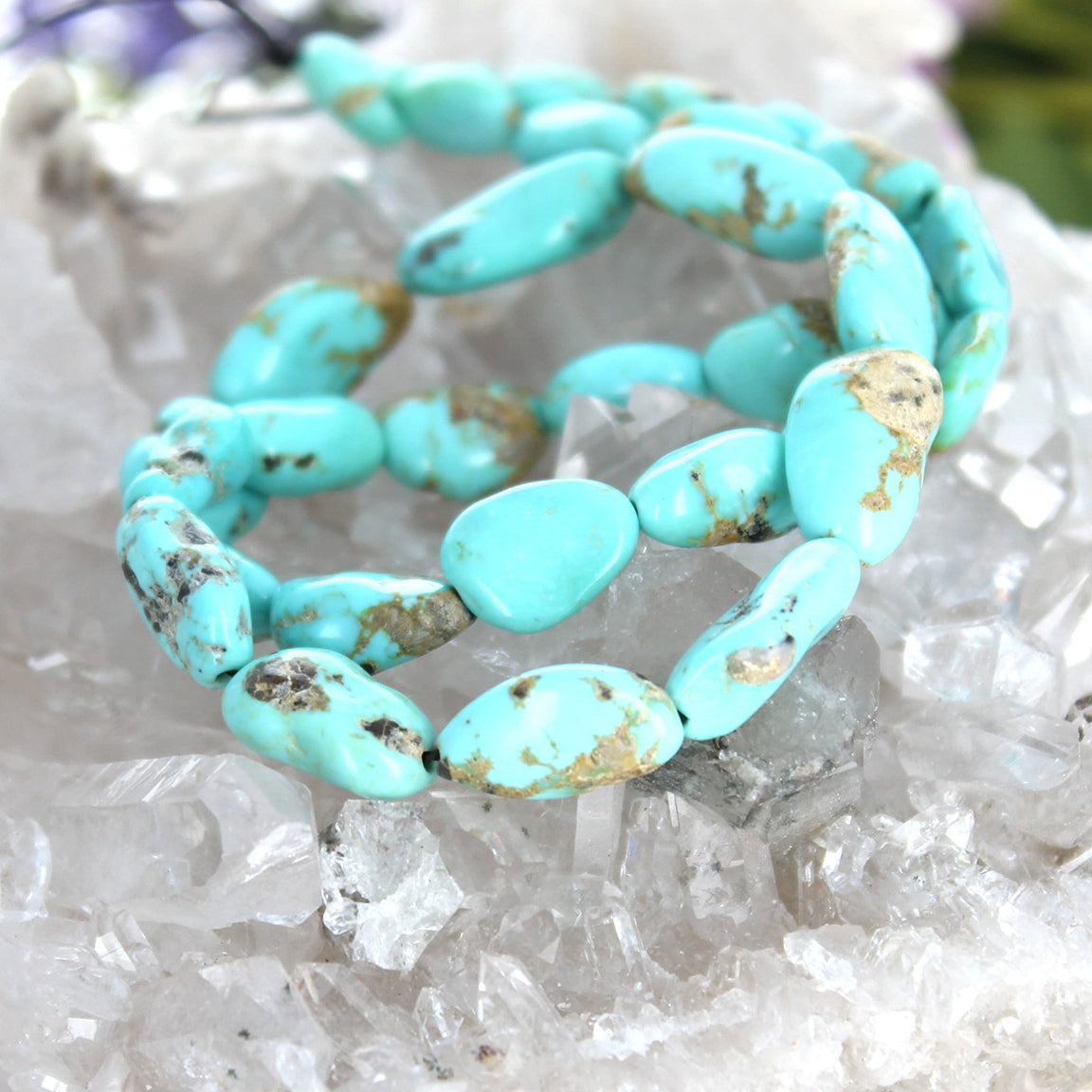 Sonoran Gold Turquoise Beads Bright Blue 8-18mm 16"