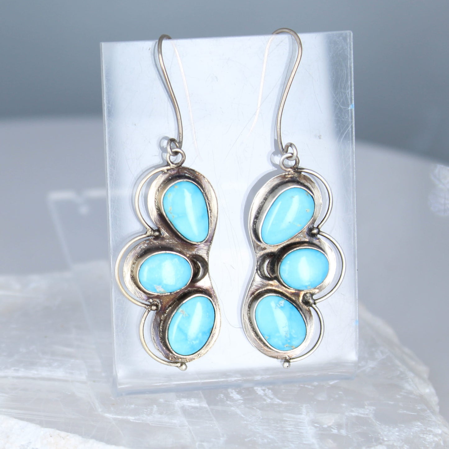 Blue Ridge Nevada Turquoise Butterfly Earrings Oxidized Sterling