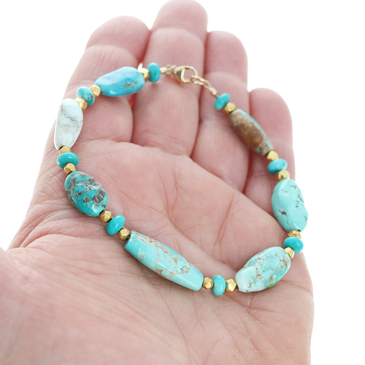 Gold Carico Lake Turquoise Bracelet 18k