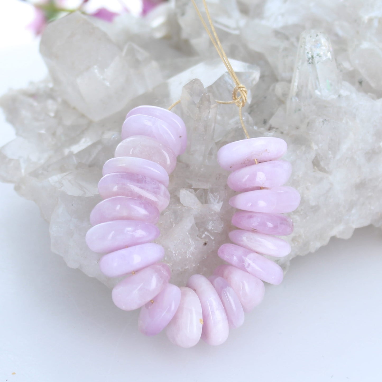 Gorgeous Kunzite Beads Irregular Disc Shaped 17mm 4.75"