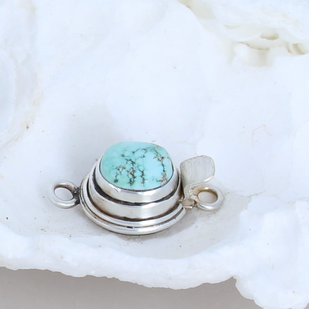 DRY CREEK TURQUOISE Clasp Light Sky Blue Sterling -NewWorldGems
