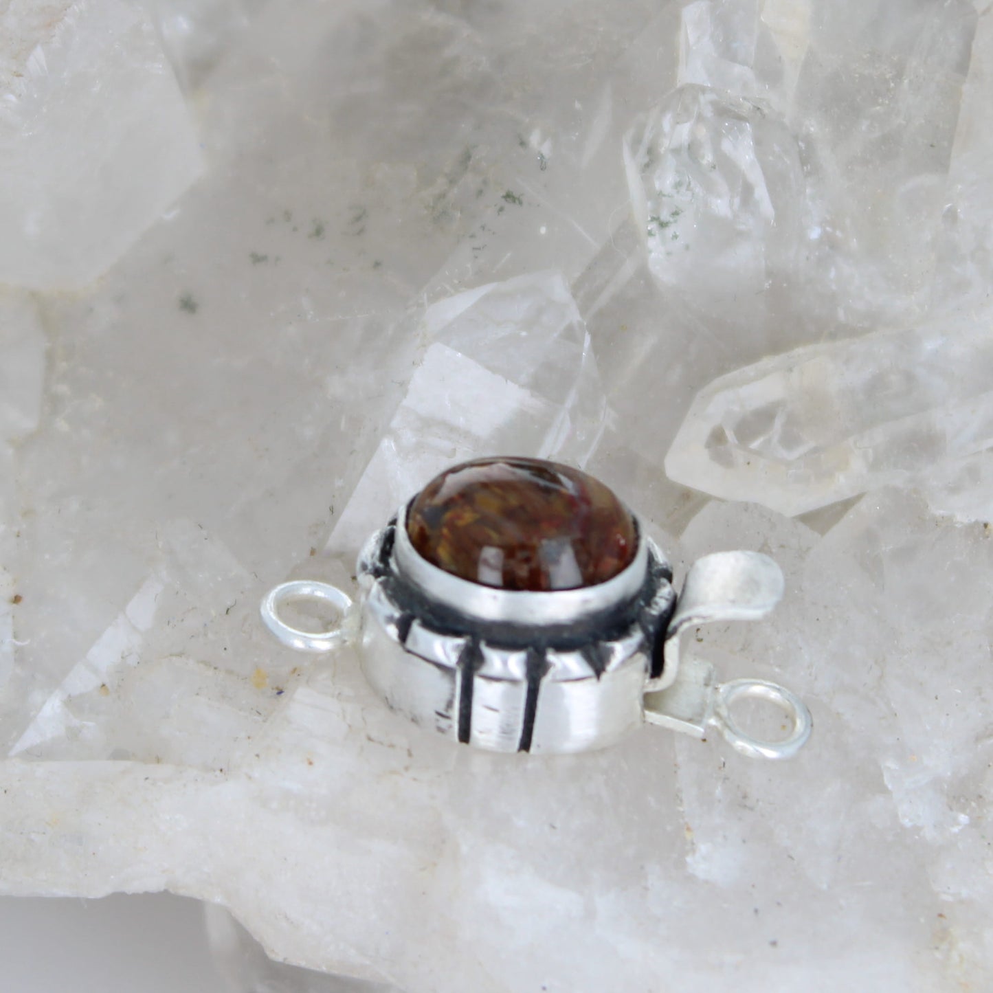 Deep Red Golden Peitersite Clasp Sterling Silver Southwest Style
