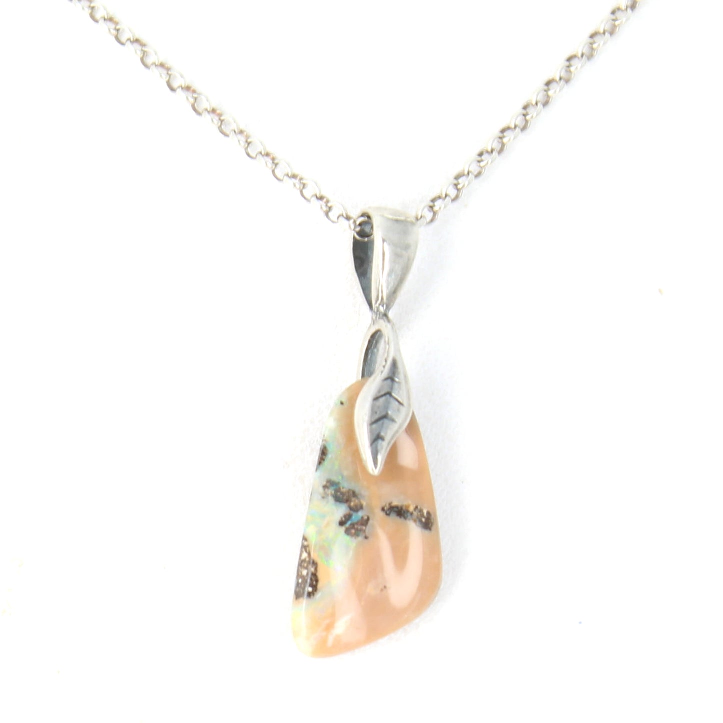 BOULDER OPAL PENDANT Australian Opal Colorful Necklace Sterling 18"