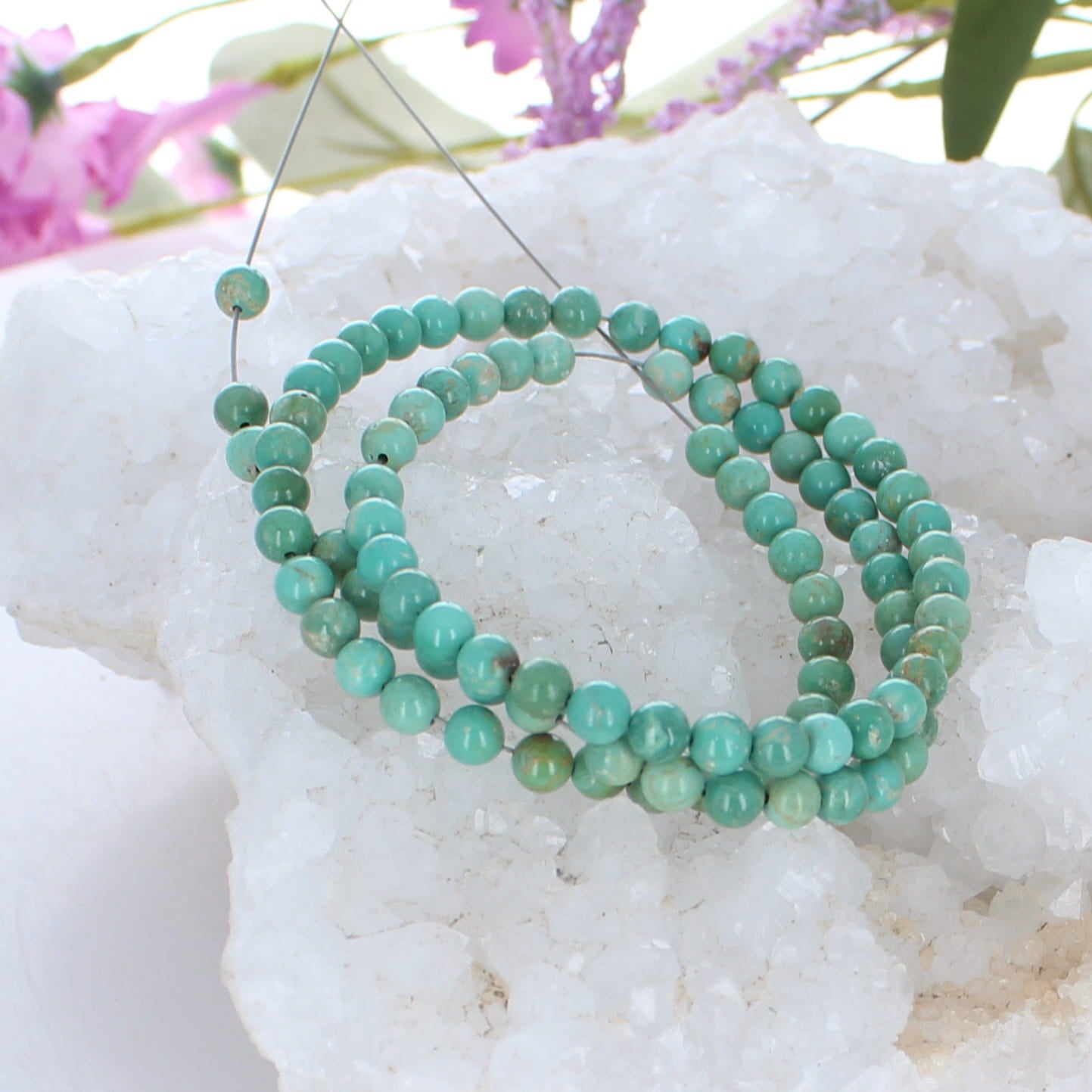FOX MINE TURQUOISE Beads Round Mint Green 5mm -NewWorldGems