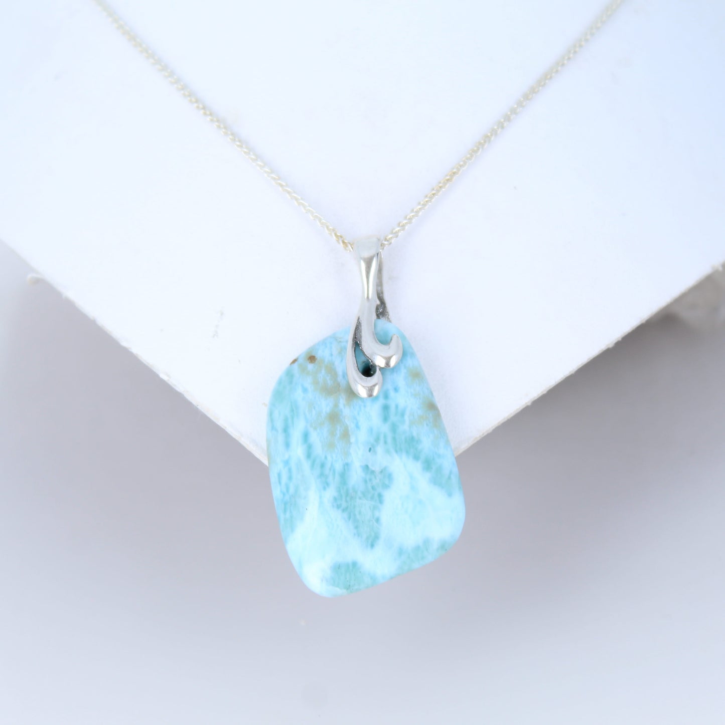 LARIMAR PENDANT Large Free Form Sterling Silver
