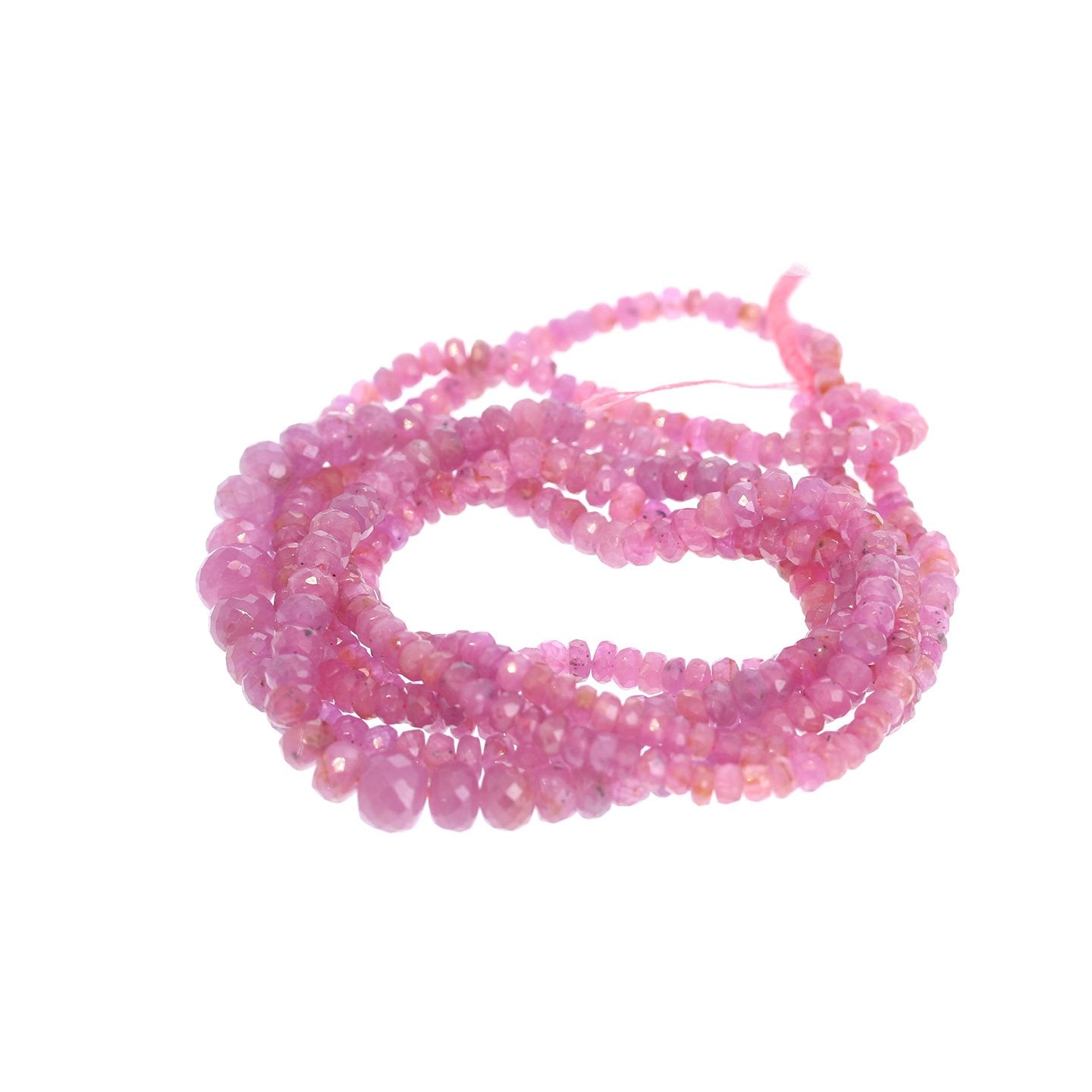 Sapphire Beads Faceted Rondelles Hot Pink 3-6Mm 16"