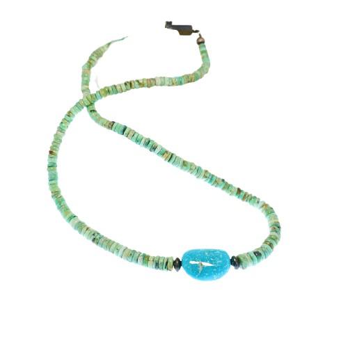 Colorback Turquoise Beads Necklace Oxidized Sterling 19" -NewWorldGems