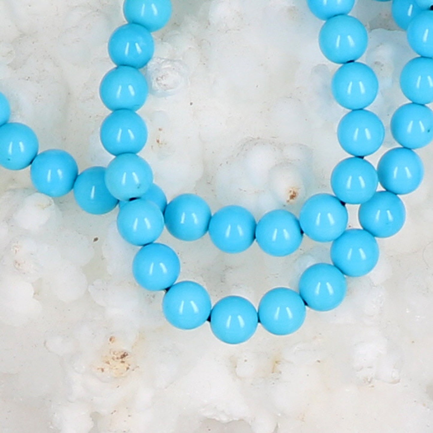 5 Star Sleeping Beauty Turquoise Beads Round 4.8-5mm 18" -NewWorldGems