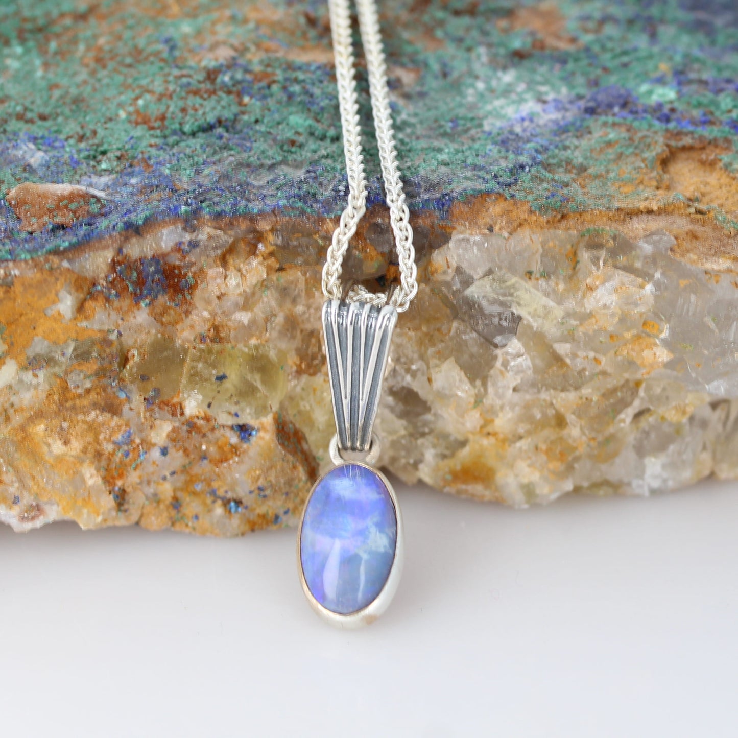 AAA Lightning Ridge OPAL Necklace with Sugilite Sterling