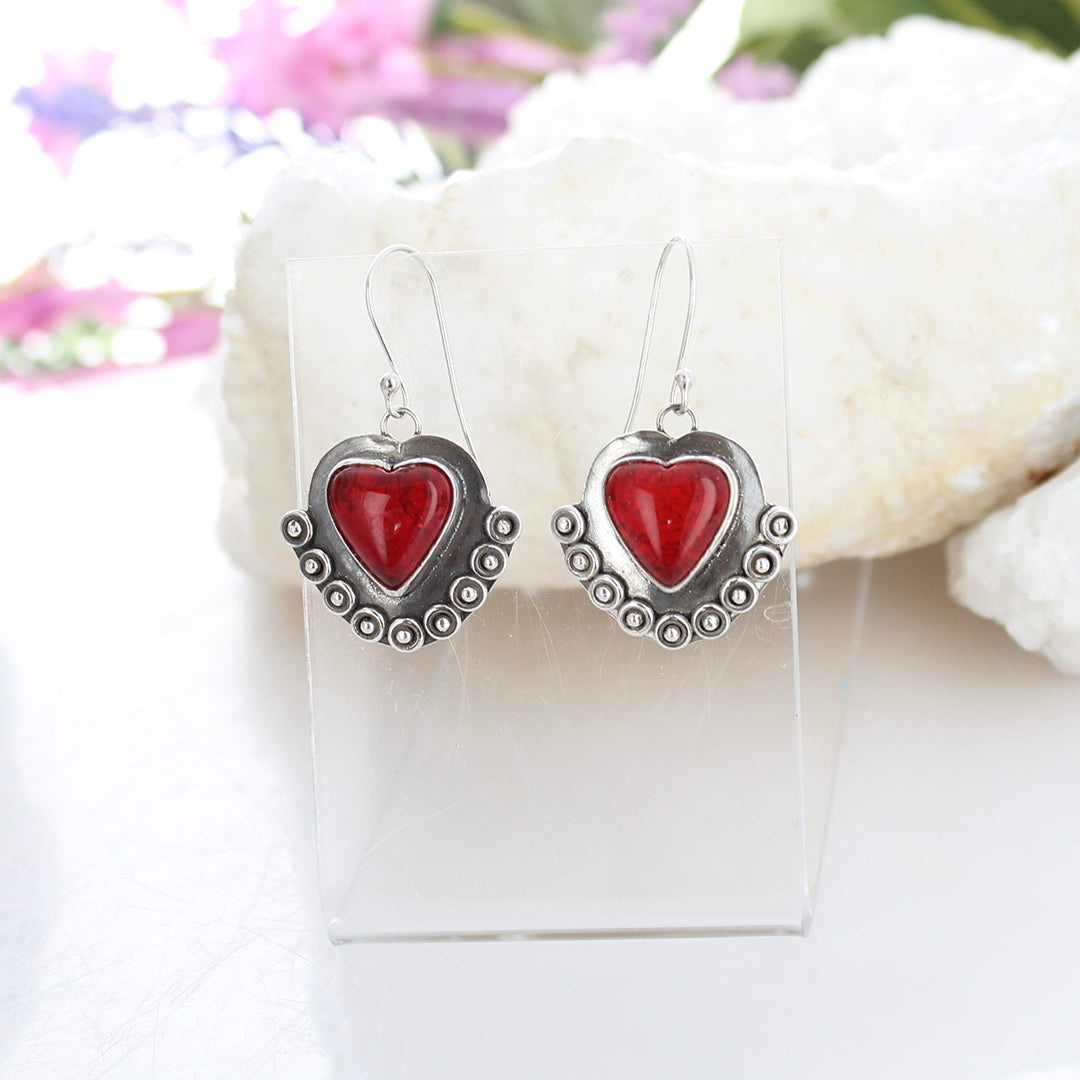 Rosarite Gold Glass Earrings Drops Boho Chic Sterling silver