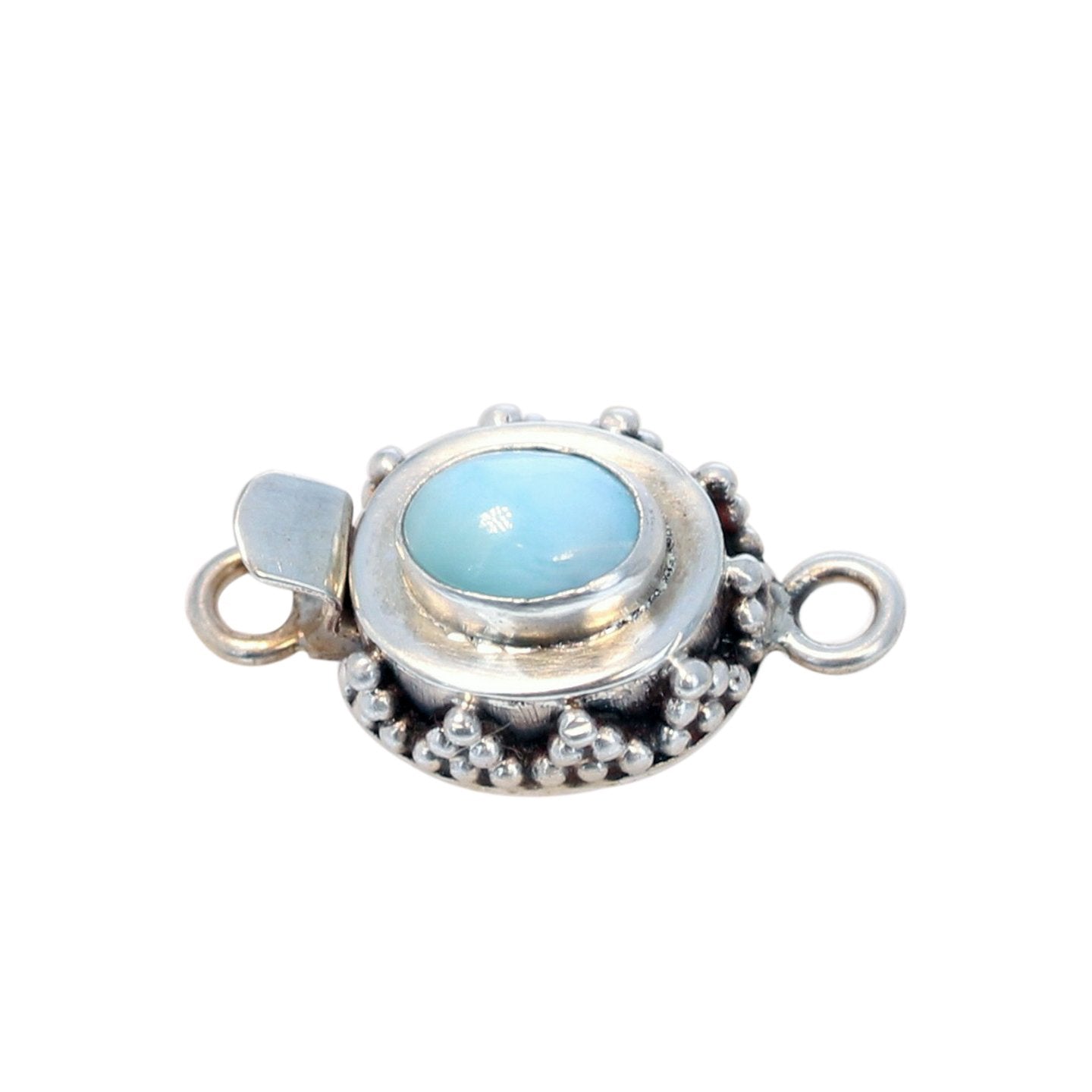 Larimar Clasp 8X6Mm Granulated Design Sterling -NewWorldGems