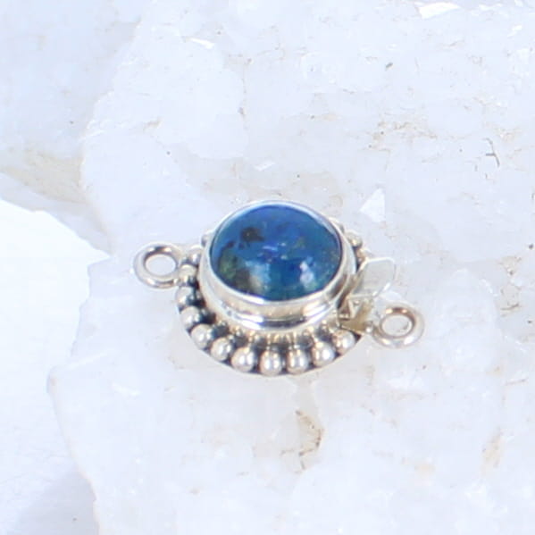 AAA Azurite Clasp Sterling 10mm Semi Round Ball Design -NewWorldGems