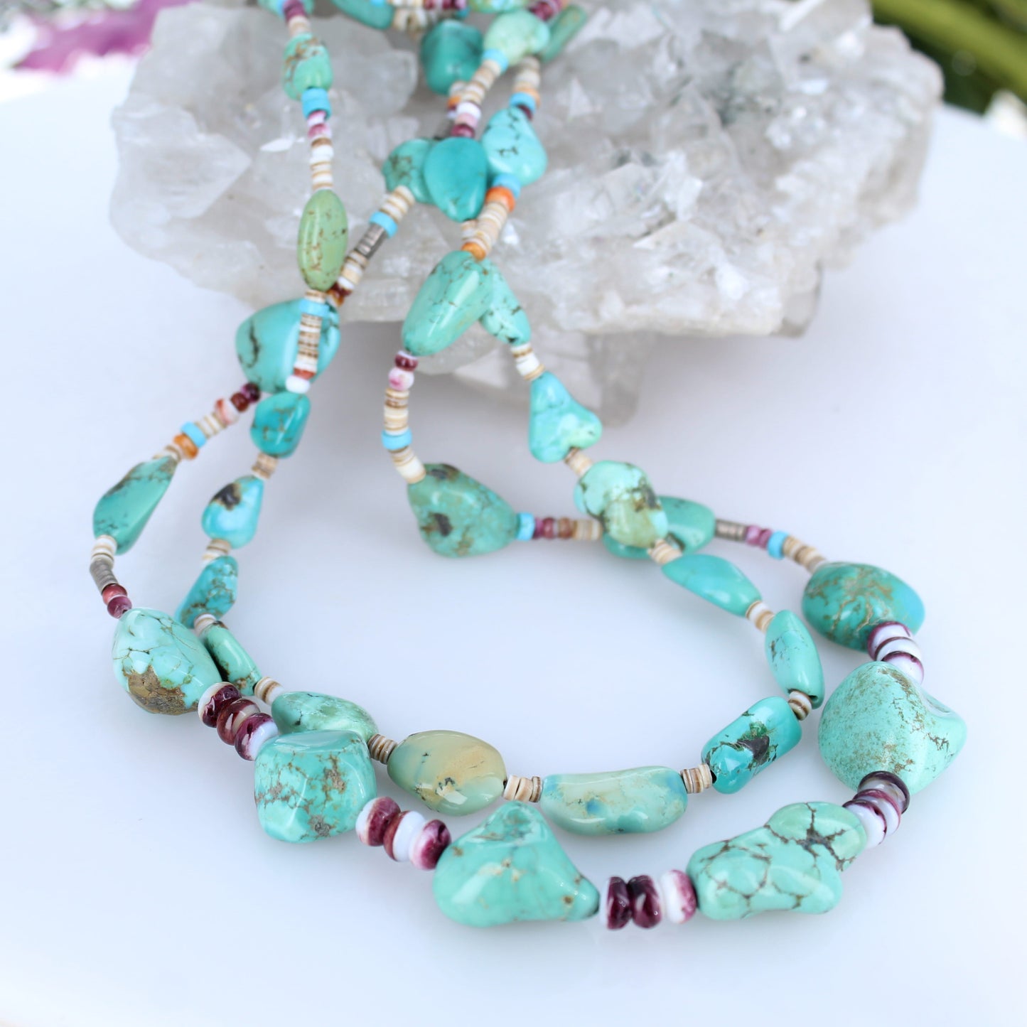 Carico Lake Turquoise Necklace Fiesta Colors 2 Strand 28"