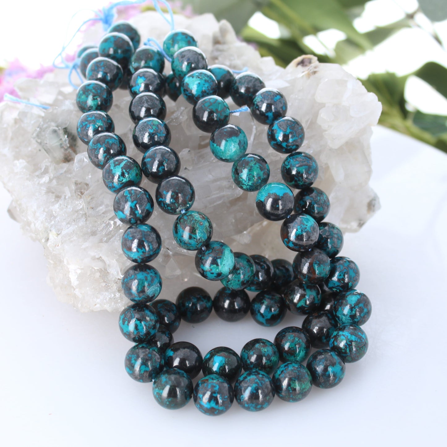 Peacock SHATTUCKITE CHRYSOCOLLA Beads Round 12.5mm 16"