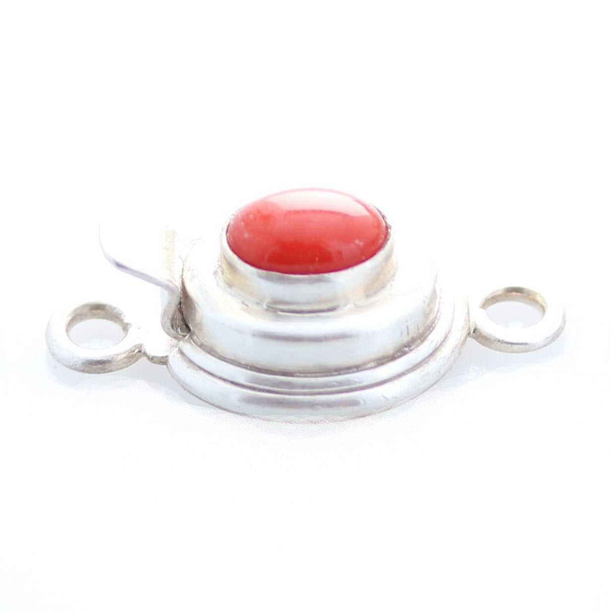 Genuine Italian Coral Clasp Concentric Circle Design Sterling Round 7mm -NewWorldGems
