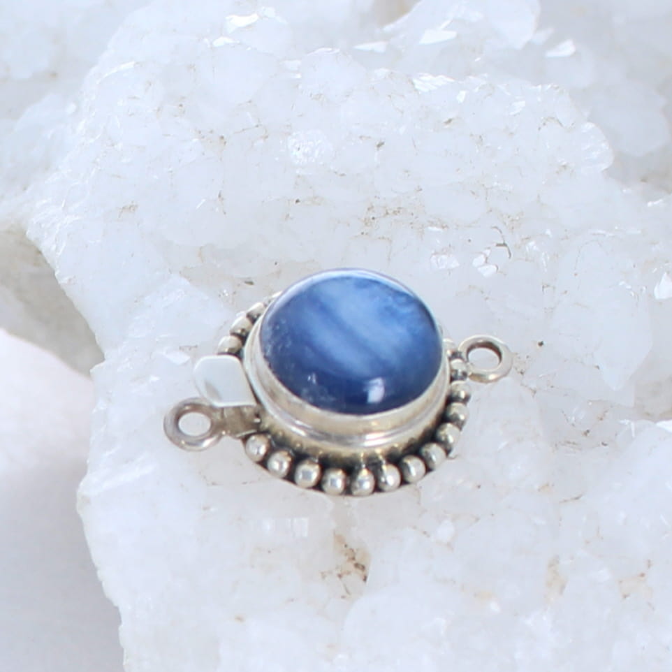 AAA Beautiful Kyanite Round Clasp 14mm Sterling Silver -NewWorldGems