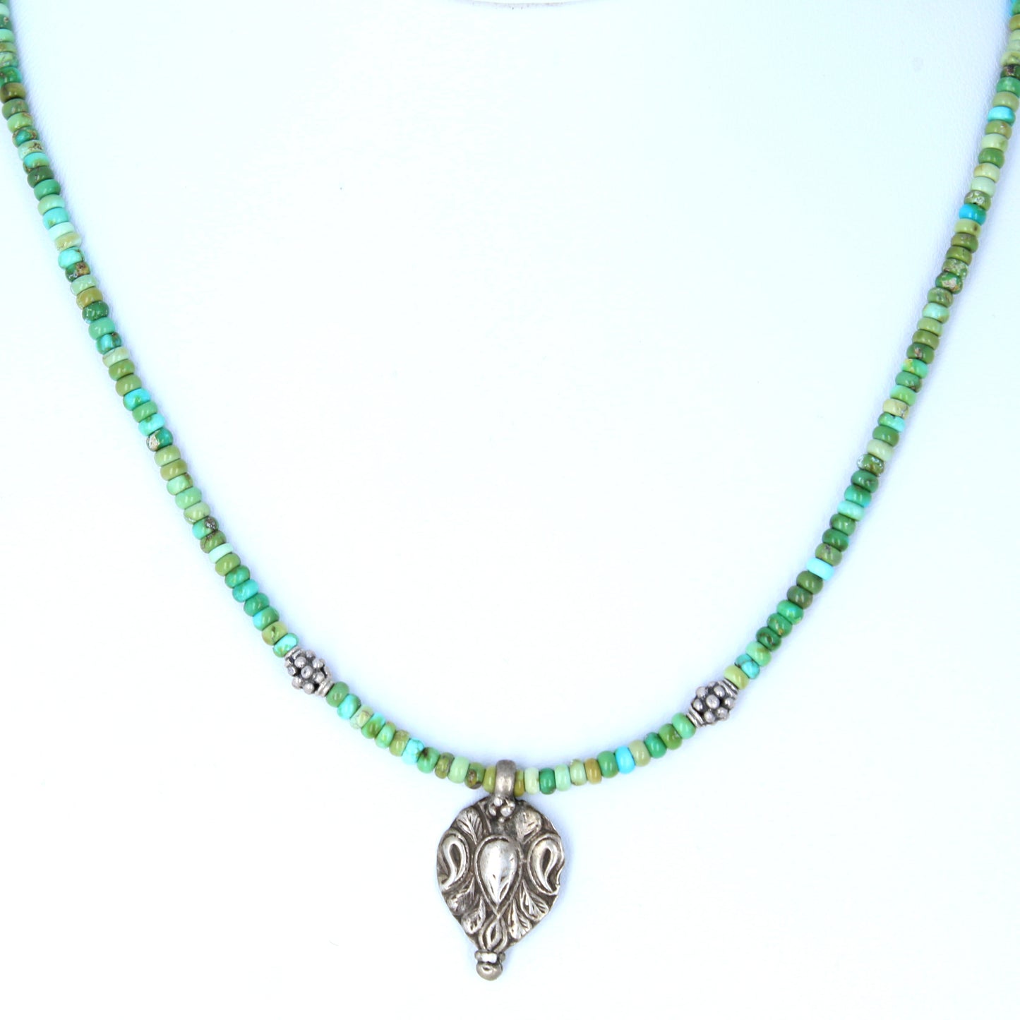 SONORAN Mountain Turquoise Necklace Vintage Sterling Pendant 3mm