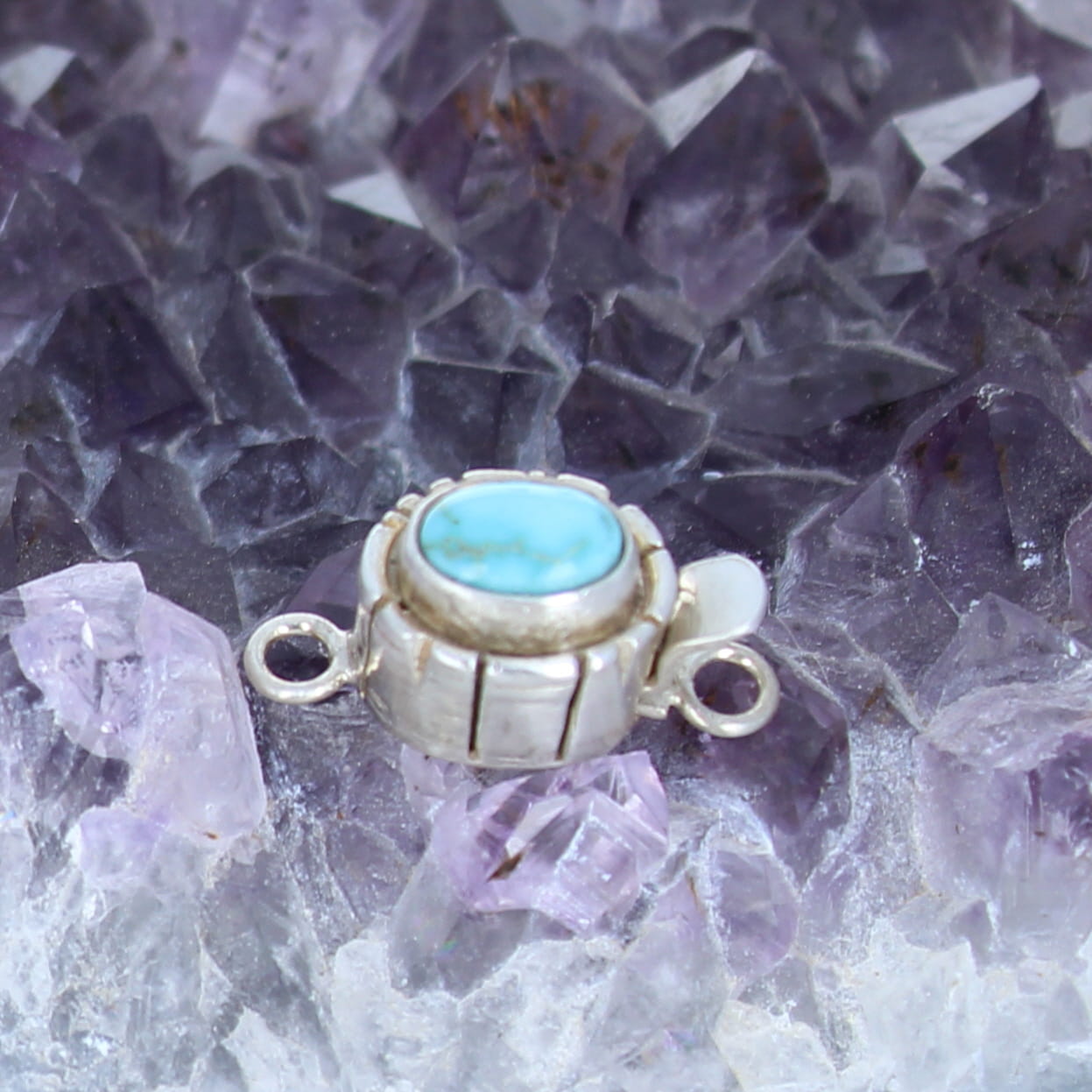 DRY CREEK TURQUOISE Clasp Pale Sky Blue Oval Sterling 5x7mm -NewWorldGems