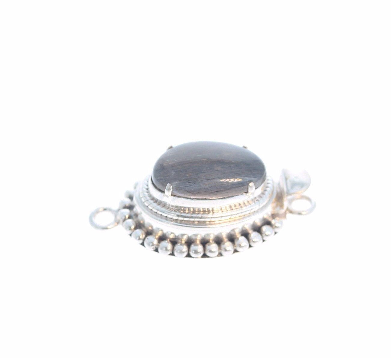 Gray Moonstone Clasp Sterling Large Free Form Sterling