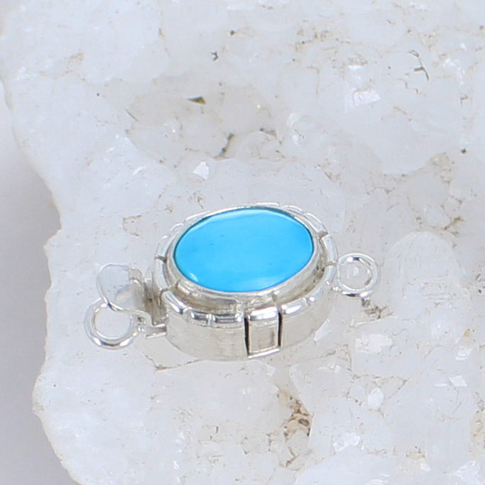 AAA Sleeping Beauty Turquoise Clasp Sterling Southwest 12.5x9mm -NewWorldGems