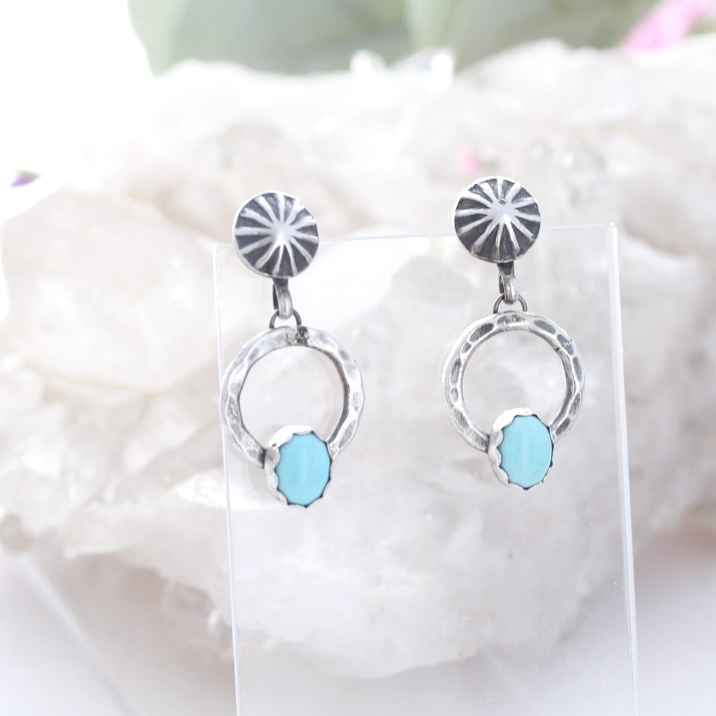 Lone Mountain TURQUOISE Earrings Southwest Rare American Turquoise Hoops