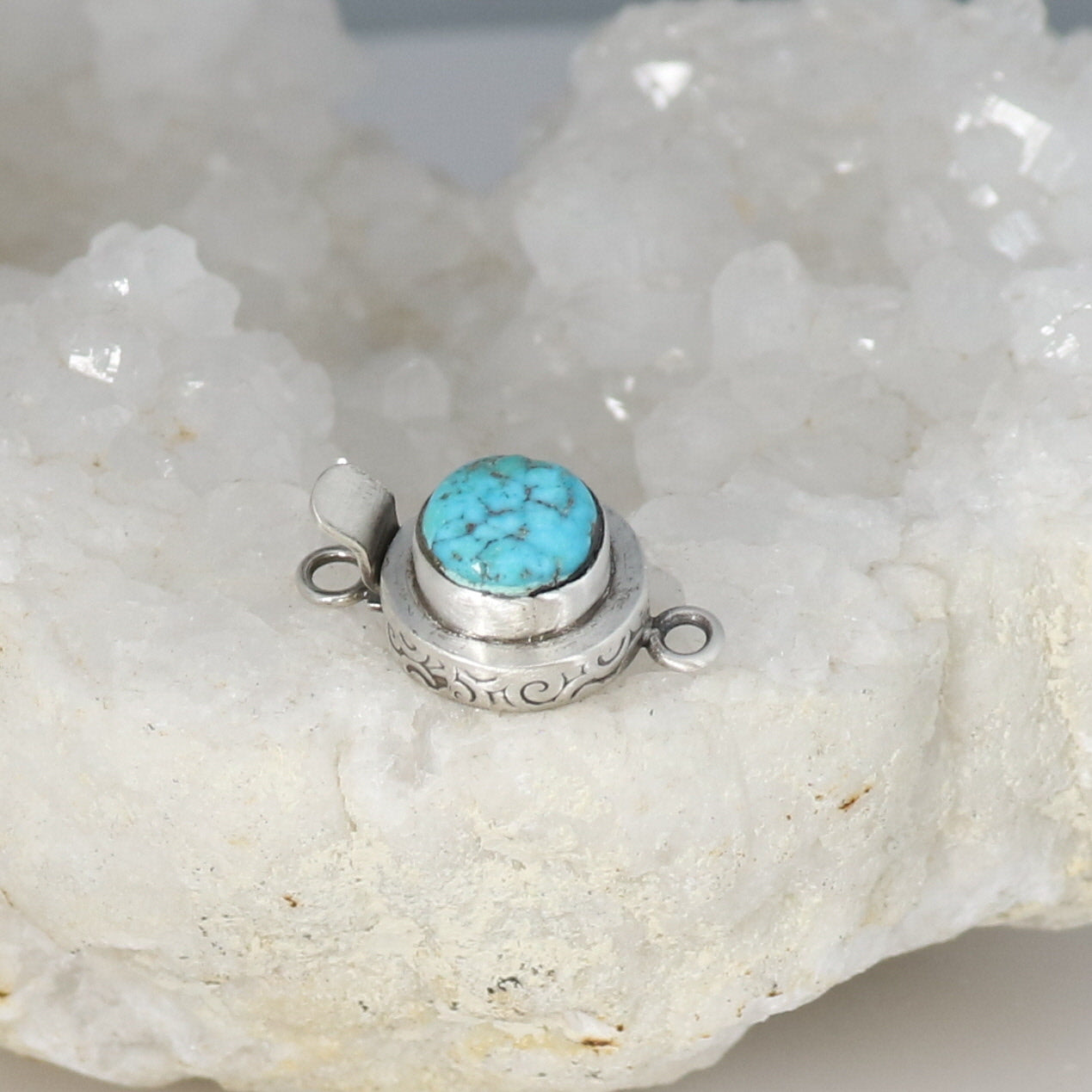 Sonoran Blue Jay Turquoise Clasp Blue Sterling Design 10mm -NewWorldGems