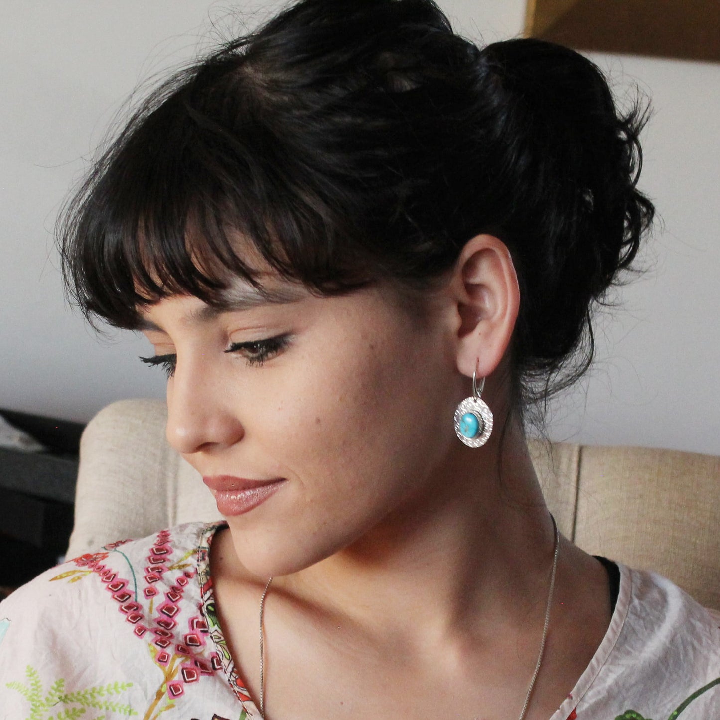 Sonoran Rose Turquoise {Mexican} Southwest Earrings Sterling