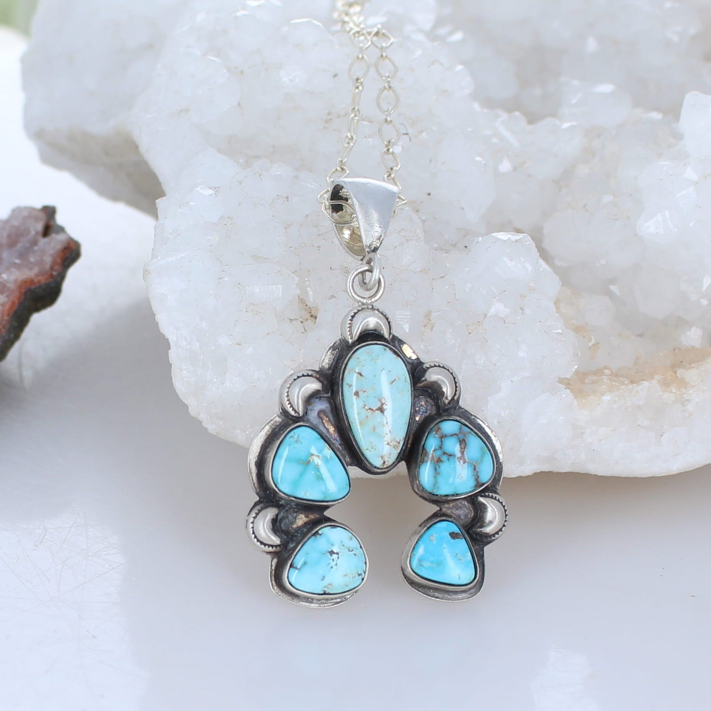 Rare Dry Creek Turquoise Pendant Sterling Silver Southwest Elegance -NewWorldGems