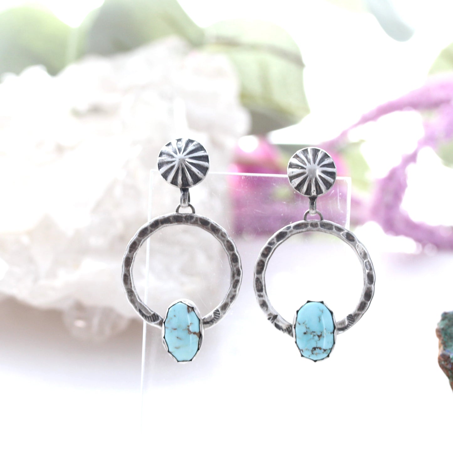 DRY CREEK TURQUOISE Earrings Southwest Rare American Turquoise Hoops