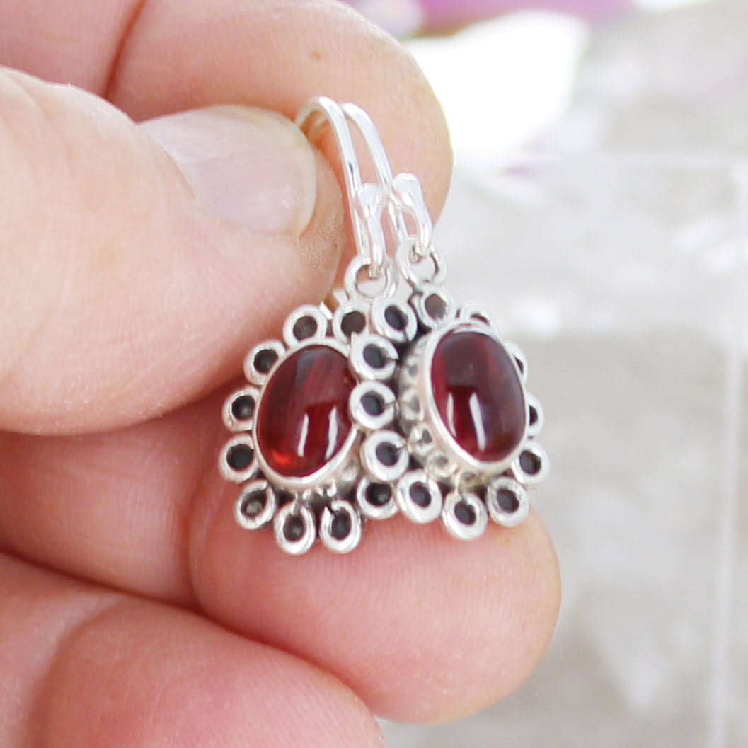 AAA Sienna Andesine Daisy Earrings Sterling Silver NewWorldGems