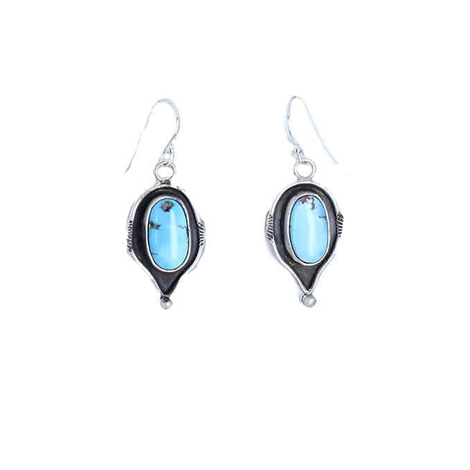 Kazkhastan Turquoise Stamped Earrings Southwest Ethereal Blue